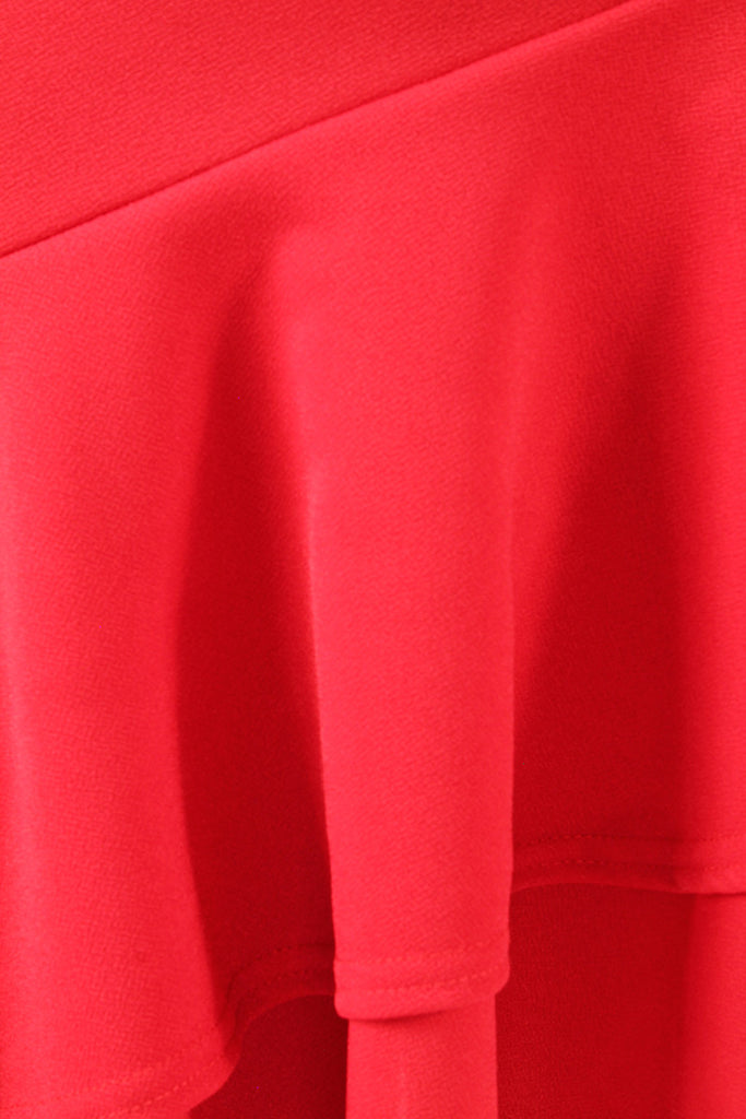 material for the Ruffle Asymmetric Midi Skirt Red