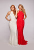 Sabrina - Slinky Fitted Jersey And Lace Halter Neckline Gown