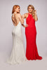 Sabrina - Slinky Fitted Jersey And Lace Halter Neckline Gown