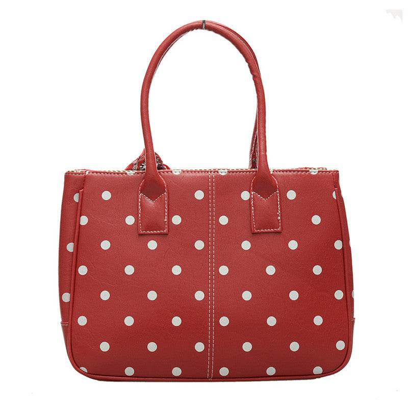 Red Polka Dot Tote Handbag With Scarf