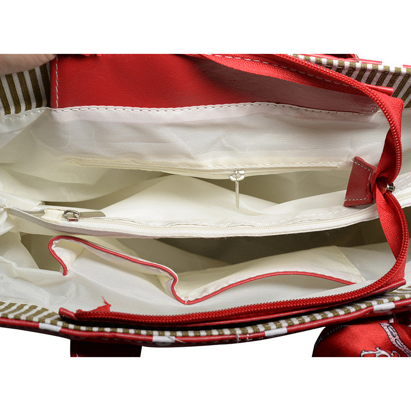 Red Polka Dot Tote Handbag With Scarf