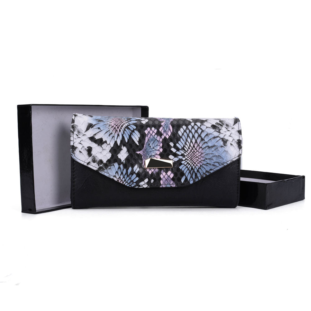 Black Colourful Snakeskin Fashion Wallet/Purse