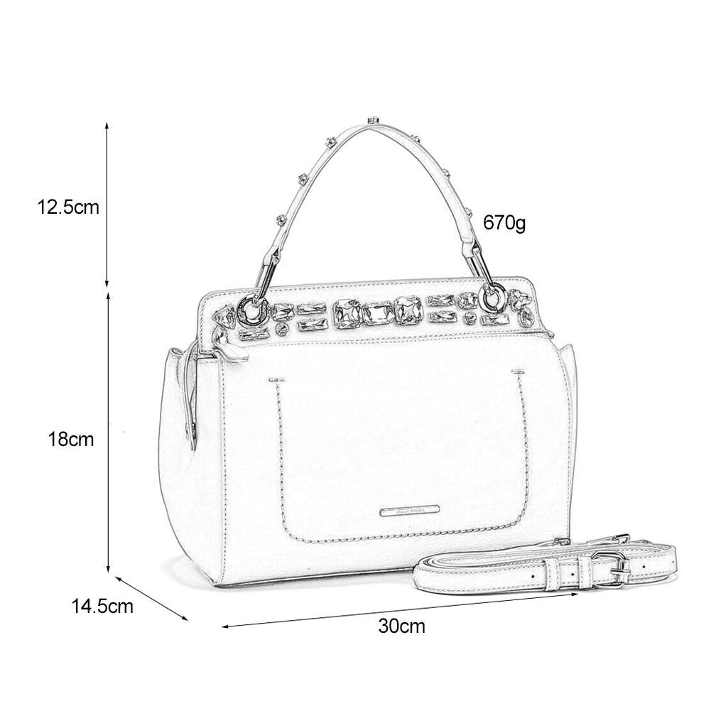 White Diamante Elegant Solid Fashion Handbag