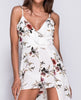 White Floral Frill Front Maxi Dress With Shorts