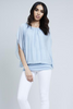 Baby Blue Drop Sleeve Silk Top