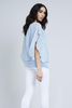 Baby Blue Drop Sleeve Silk Top