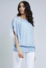 Baby Blue Drop Sleeve Silk Top