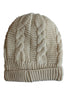 Women's Cable Knit Sherpa Fleece Beanie Hat - Beige