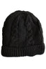 Women's Cable Knit Sherpa Fleece Beanie Hat - Black