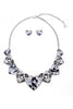 White & Black Mother Of Pearl Hearts Necklace & Earrings Set