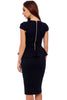 Black Textured Woven Peplum Dress