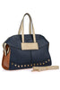 Blue Patchwork & Rivets Grab / Shoulder Bag