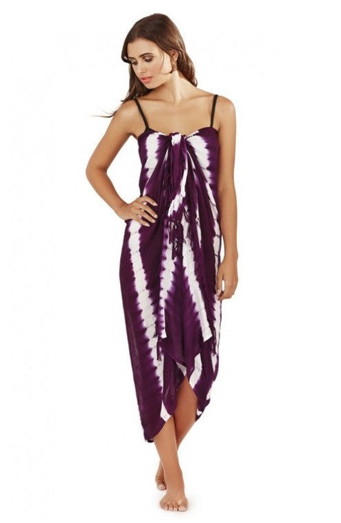 Tie Dye Striped Sarong Cover Up