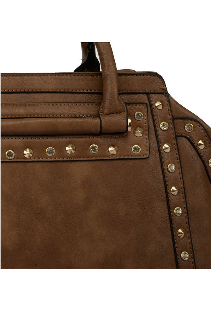 Camel Rivets & Studded Grab / Shoulder Bag