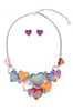 Multi Candy Coloured Hearts Necklace & Earrings Set