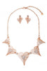 Rose Gold & Cream Filigree Hearts Necklace & Earrings Set