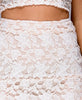 White and Nude Crochet Lace Bandeau Top and Midi Skirt