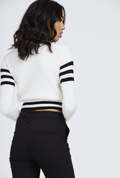 Cropped Striped Knitted Jumper