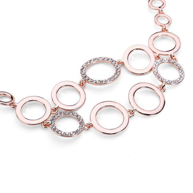 Rose Gold & Diamante Circles Necklace