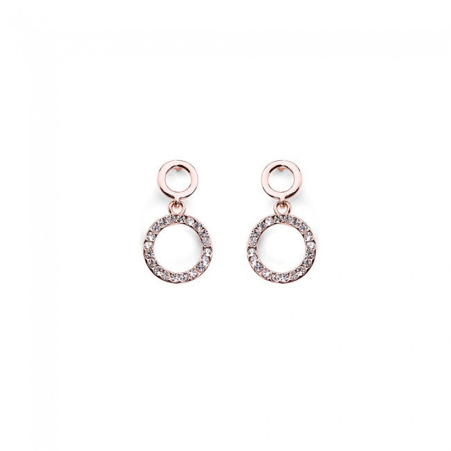 Rose Gold & Diamante Circles Earrings Set