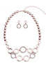 Rose Gold & Diamante Circles Necklace & Earrings Set