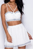 White Embroidered Detail Crop Top and Shorts