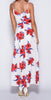 Red and White Floral Wrap Over Maxi Dress With Shorts