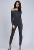 Black Off The Shoulder Lurex Jumpsuit