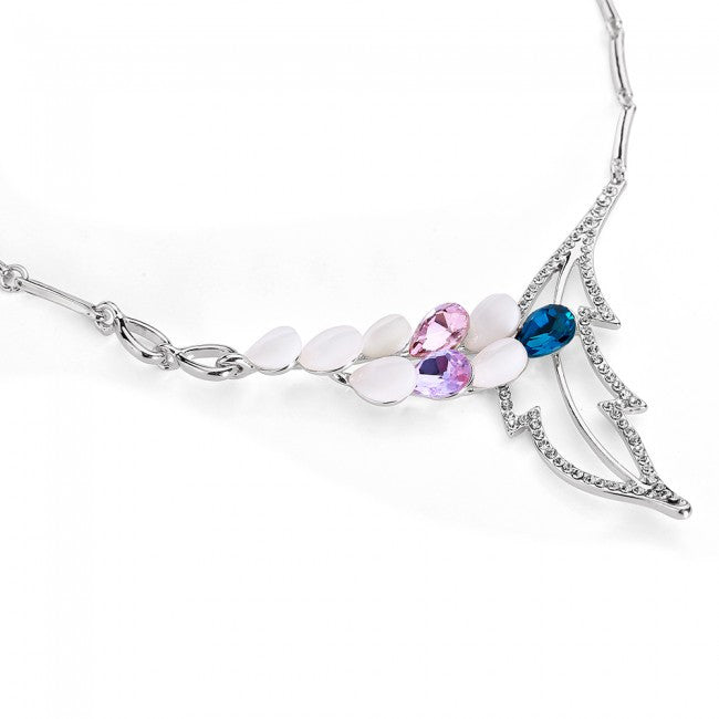 Silver & Swarovski Crystal Leaf Necklace & Earrings Set