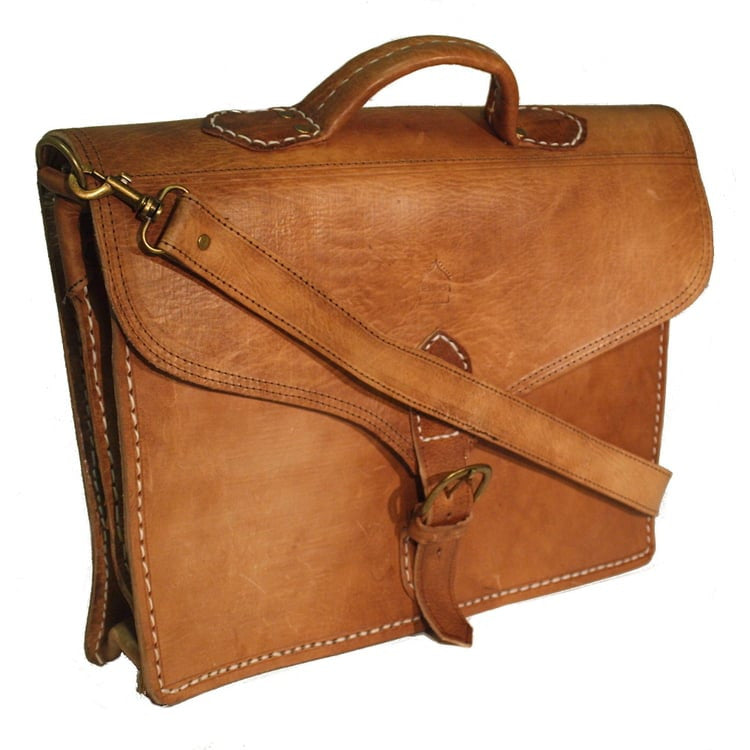 Berber Leather Large Marrakech Satchel Bag - Tan