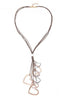 Rose Gold & Silver Hearts Taupe Multi Cord Necklace