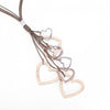 Rose Gold & Silver Hearts Taupe Multi Cord Necklace