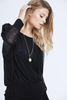 Black Sheer Long Sleeve Necklace Top