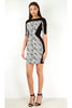 Monochrome Paisley Contrast Bodycon Mini Dress