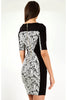 Monochrome Paisley Contrast Bodycon Mini Dress