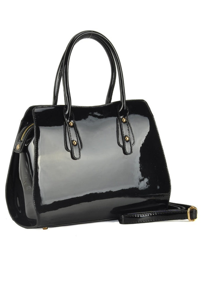 Black Glossy Patent Grab / Shoulder Bag