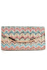 Pink Colourful Weave Metal Trims Evening Bag