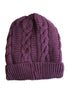Women's Cable Knit Sherpa Fleece Beanie Hat - Purple