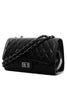 Black Quilted Twist Lock Shoulder Bag