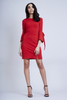 Red Tie Bell Sleeve Midi Dress