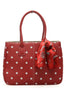 Red Polka Dot Tote Handbag With Scarf