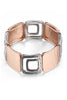 Rose Gold & Silver Tone Geometric Hammered Stretch Bracelet
