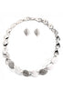 White & Silver Leaf Necklace & Earrings Set