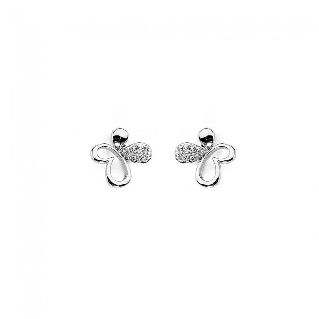Silver Butterfly Silhouette Necklace & Earrings Set