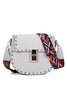 White Rivet Decoration Handbag With Embellished Strap