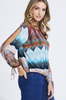 Zig Zag Print Cut Out Sleeve Top